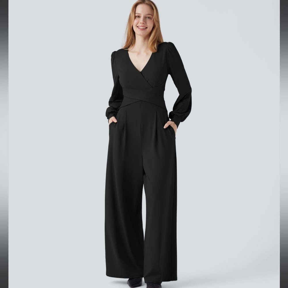 Cider LIGHT WEIGH RIBBED LONG SLEEVE WRAP TIE IN BACK STRETCHY